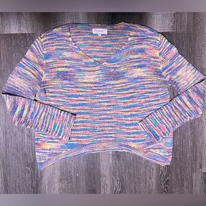 Women's Lucca Multicolor Rainbow V-Neck Sweater